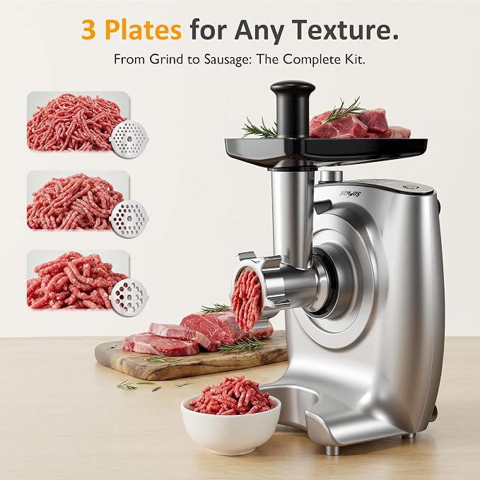 Sunvivi 4-in-1 Multifunctional Stand Mixer, Electric Dough Mixer with 5.3 Quart Stainless Steel Bowl, Electric Stand Mixer for Baking & Home Cooking, with Meat Grinder, Juice Blender & Salad Maker