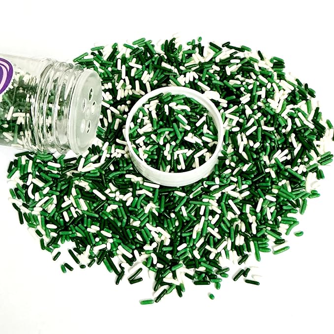Homipooty St Patrick's Day Jimmy Edible Green and White Jimmies Sprinkles Sugar Candy for Cake Decorating 78g/2.75oz Cookie Cupcake Topper Ice Cream and Dessert Decorating