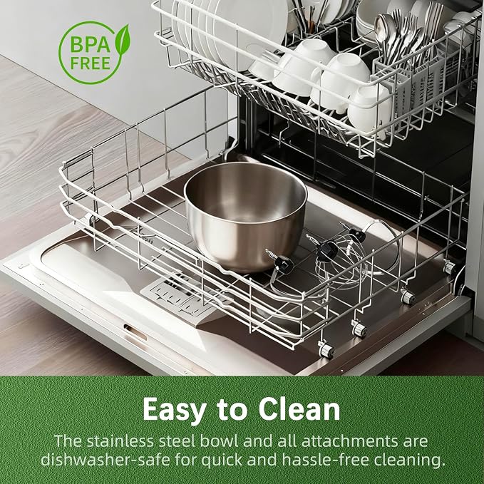 Stand Mixer, Compact & Space-Saving, Stainless Steel Bowl, Unique & Playful Design, Effcient Motor, Dishwasher-Safe Attachments, SM-2549A (Yellow)