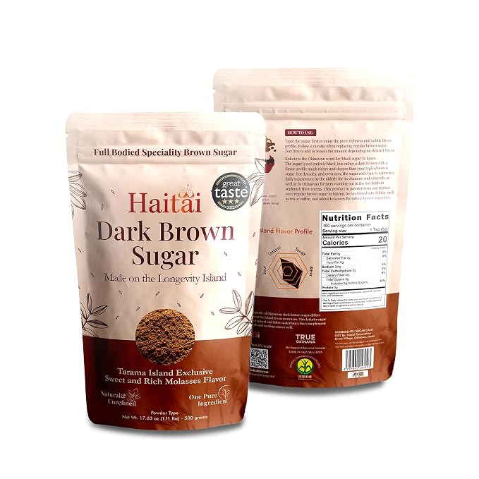 Haitai's 'Longevity Island' Sugar ~ Blue Zone Food, Japan's 'Black Sugar', Deep, Dark, Powerful Taste ~ 500g Powder Type | Blue Zone Food, Deep, Dark Taste