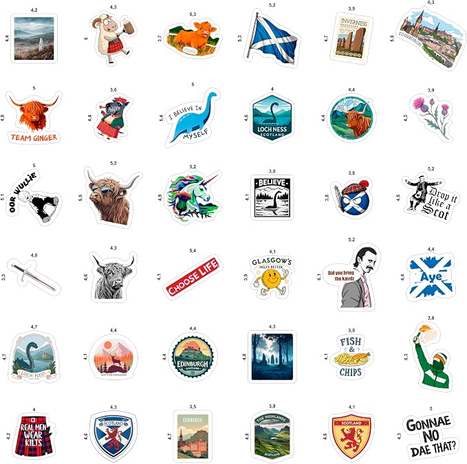 100Pcs Scotland Stickers for Luggage, for Water Bottle, Scottish Stickers - Scotland Party Supplies - Scottish Gifts - Gift for Women & Men