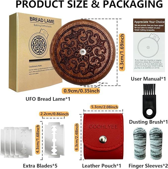 Upgraded UFO Bread Lame Cutter for Homemade Sourdough, Bread Scorer Tool for Sourdough with 5 Blades, & PU Case, Slashing Tool Bread Cutting Knife for Artisan Bread and Baguette Makers