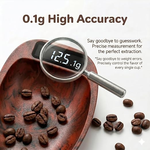 Portable Coffee Scale Mini Electronic Gram Scale Rechargeable Digital Scale for Home Office Coffee Making & Kitchen Use (Wood)