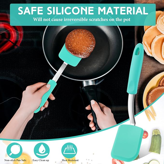 Small Silicone Spatula Flexible Silicone Cookie Spatula Heat Resistant Small Pancake Turner for Kitchen Use Nonstick Cookware No Scratch Cooking Flipper for Egg Pancake
