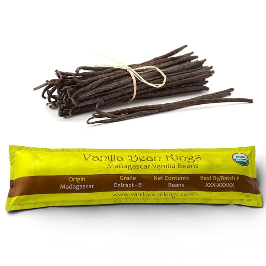Organic Madagascar Vanilla Beans Whole Grade B Vanilla Pods for Homemade Vanilla Extract and Baking - 1 Ounce