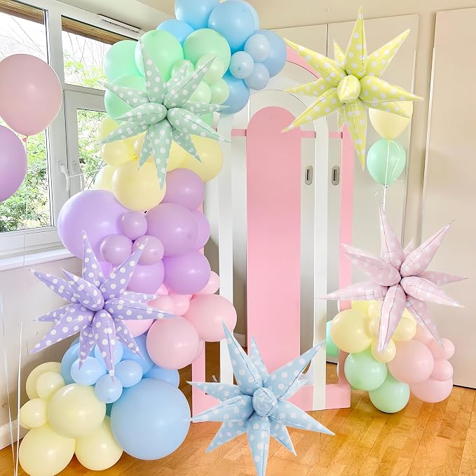 2Pcs Purple Macaron Polka Dot Explosion Pointed Star Foil Balloons/Candy Color Balloon for Christmas, Candyland Party, Baby Shower, Unicorn Birthday, Easter/Rainbow Candy Themed Party Decorations