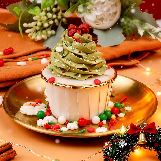 Edible Christmas Sprinkles for Baking, 4.6oz Mix Sugar Santa, Snowflake, Pearl and Jimmies, Red White Green Sprinkles for Cookies, Cupcakes, Ice Cream Decorating