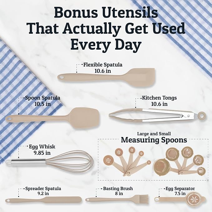 Priority Chef Stainless Steel Mixing Bowls with Lids Set, Metal Nesting Bowls with Airtight Lids, Graters, Non-Slip Base & Measurement Marks, Includes Utensil Set for Prep, Baking & Storage, Khaki