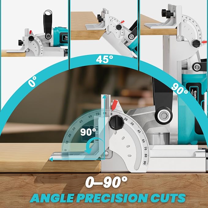 Ecarke Cordless Biscuit Joiner Tool Compatible with Makita 18V Battery, Precision Plate Joiner for Woodworking, Cabinetry & Furniture Making, 0-90° Cutting, 6 Depth Settings, 80 wafers, Tool Only