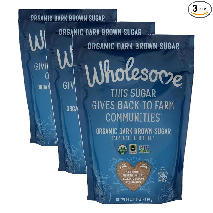 Wholesome Fair Trade Organic Dark Brown Sugar, 24oz, 3-Pack