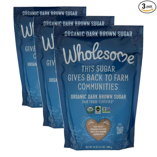 Wholesome Fair Trade Organic Dark Brown Sugar, 24oz, 3-Pack