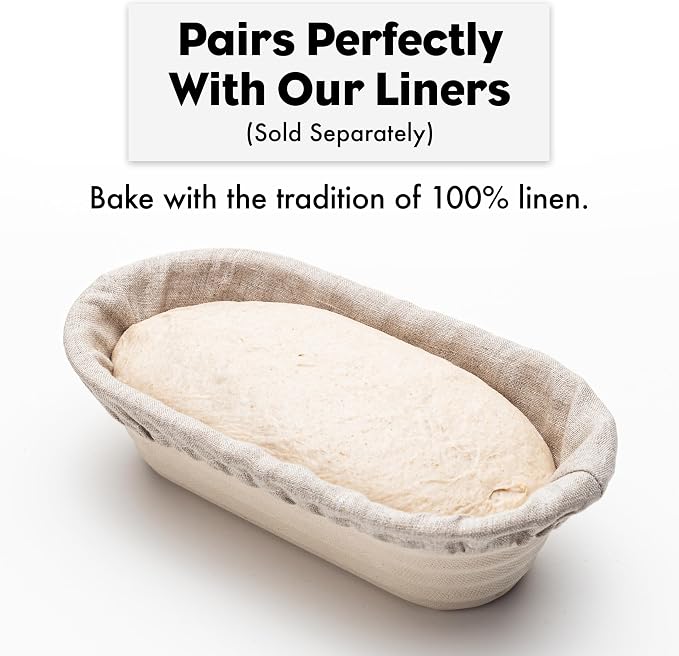 Brod & Taylor Banneton Batard 10” Proofing Basket for Sourdough & Artisan Bread Baking – Stackable, Made From Bamboo & Sugarcane Pulp (1-Pack)