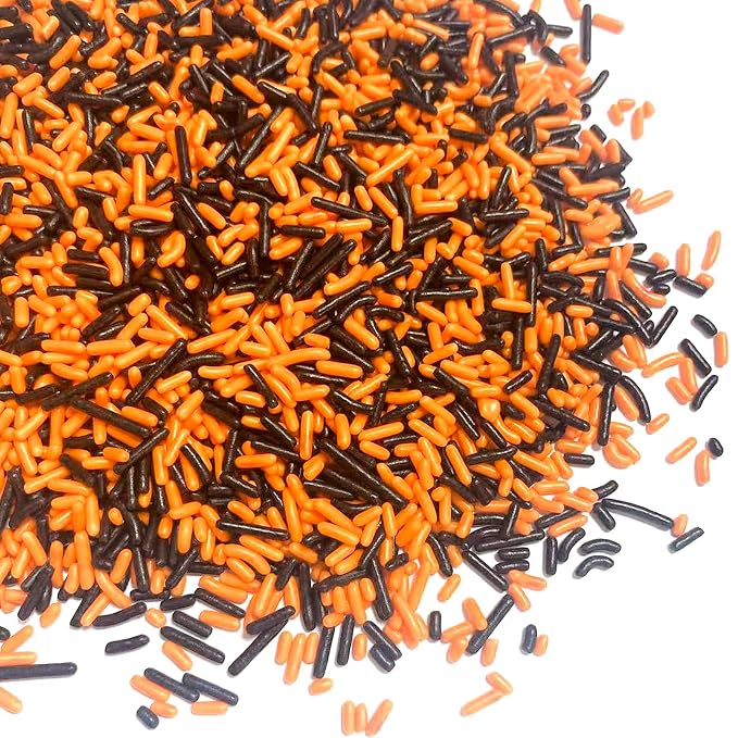 PhilaeEC Orange Black Jimmies Sprinkle Edible Soft Jimmies Sprinkle for Cake Decoration Cupcake Topper Cookie Baking Decorations Halloween Christmas Valentine Supplies 2.75oz/78g