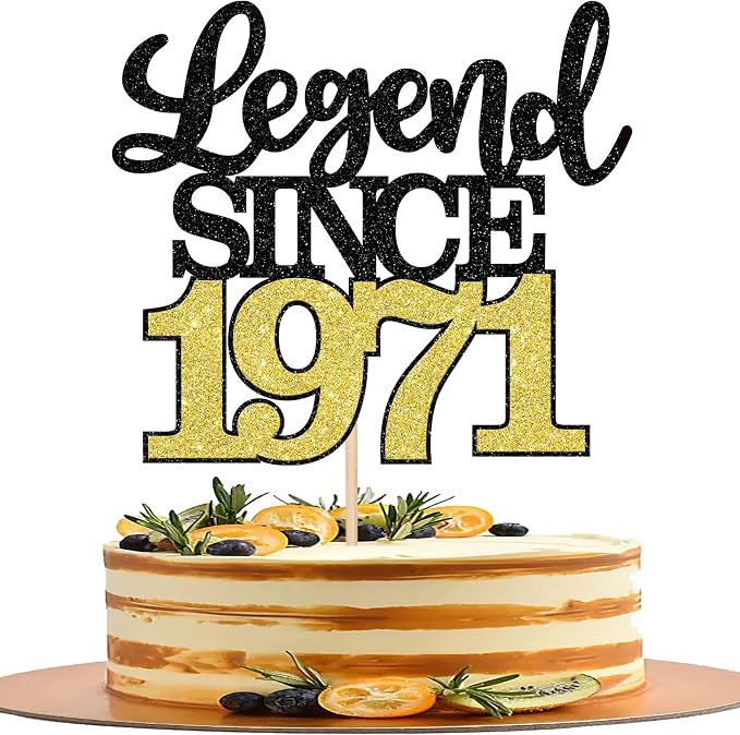 1 PCS Legend Since 1971 Cake Topper Black Gold Glitter Fifty Five Happy 55th Birthday Cake Pick Hello 55 Cheers to 55 Years Cake Decoration for 55th Birthday Anniversary Party Decorations Supplies