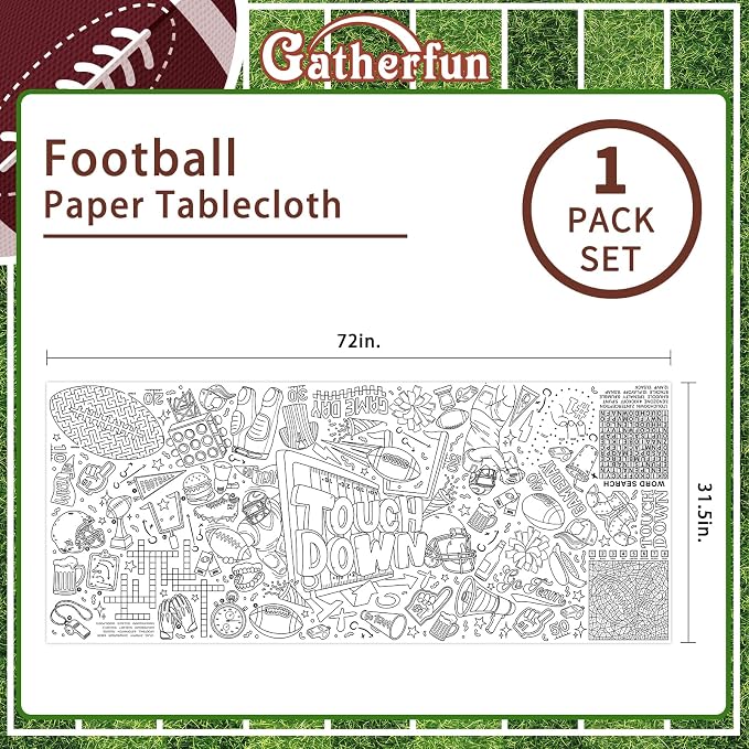 Gatherfun Football Party Giant Coloring Poster - 31.5X 72 Inches - Versatile Classroom Wall Décor & Football Birthday Decorations-Poster or Table Cover for School Parties and Special Events