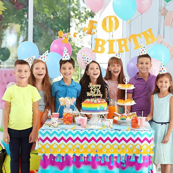 Gyufise 1Pc Happy 13th Birthday Cake Topper Glitter 13 & Fabulous Official Teenager 13 Birthday Cake Pick for Celebrating 13th Birthday Anniversary Party Cake Decorations Supplies Gold