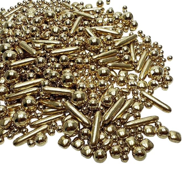 Gold Dragees Sprinkles Sprinkles for Cake Decorating, Gold Pearl Sugar Cupcake, Cookies, Ice Cream Toppings, 120g/ 4.2 Ounces Cake Decorations Baking for Christmas Wedding Shower, New Year’S Eve