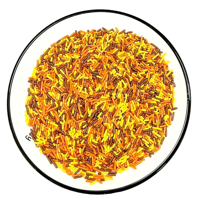 Homipooty Yellow Orange and Brown Soft Jimmies Sprinkles Edible Thanksgiving Autumn Fall Sprinkles Candy Jimmies Sprinkles for Cake Decorating 78g/2.75oz Cookie Cupcake Topper Ice Cream