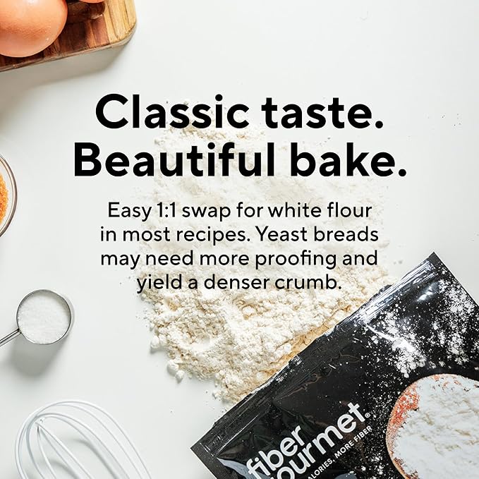 Fiber Gourmet Low Net Carb Flour Blend - Keto Friendly All-Purpose Baking Flour with 55% Fewer Calories, 81% Fewer Net Carbs, 17g Fiber, Non-GMO Vegan - 32 Ounce (pack of 1)