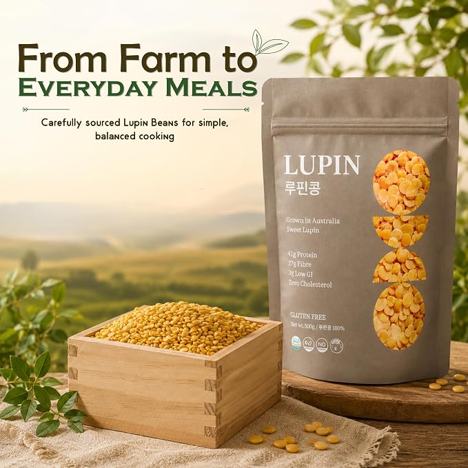 Lupinery Lupini Beans | Lupin Dried Beans High Protein, High Fiber, Low Carb | Plant Based & Gluten Free Ingredient | No Additives Non-GMO | Australian Grown Whole Bean | 500g Quick Soak 10-15 Min
