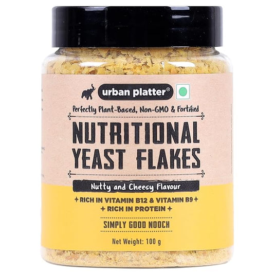 Urban Platter Nutritional Yeast Flakes | 3.53 Oz (100g) | Rich in B Vitamins & Protein | Gluten-Free, Non-GMO, Plant-Based Seasoning | Nutty & Cheesy Flavor | For Popcorn, Pasta & Salads