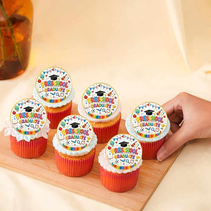 60 PCS Edible 2026 Preschool Graduation Cupcake Toppers 2026 Graduations Cake Decorations Edible Class of 2026 Grad Cap Cupcake Picks for 2026 Kindergarden Graduation Party Cake Decorations Supplies