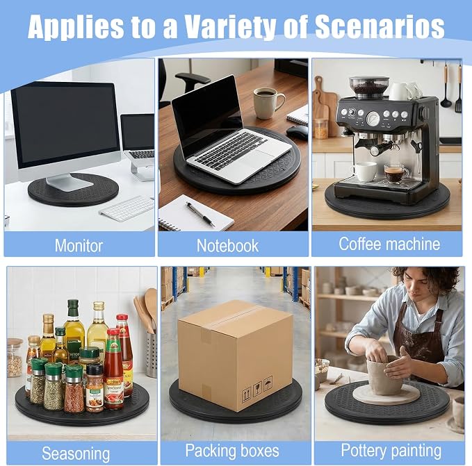 3 Pack 12 Inch Heavy Duty Rotating Swivel Stand,360° Rotation Lazy Susan | Lazy Susan Turntable for Table Top,Large,TV Swivel Base Computer,Flat Panel Monitors, Speakers, Bonsai, Statue,Organizer.