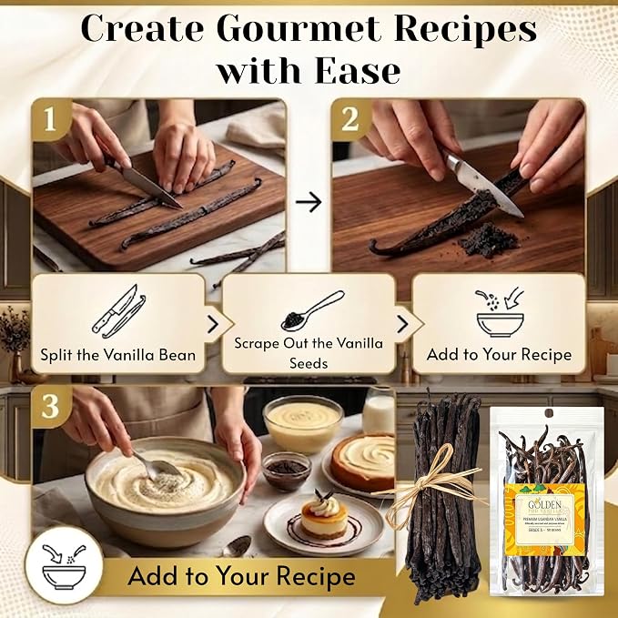 Vanilla Beans 25 Count, Grade A Vanilla Bean Pods 6–7 Inches, Whole Vanilla Beans for Homemade Vanilla Extract, Bourbon Vanilla Pods, Fresh, Moist & Aromatic, Non-GMO