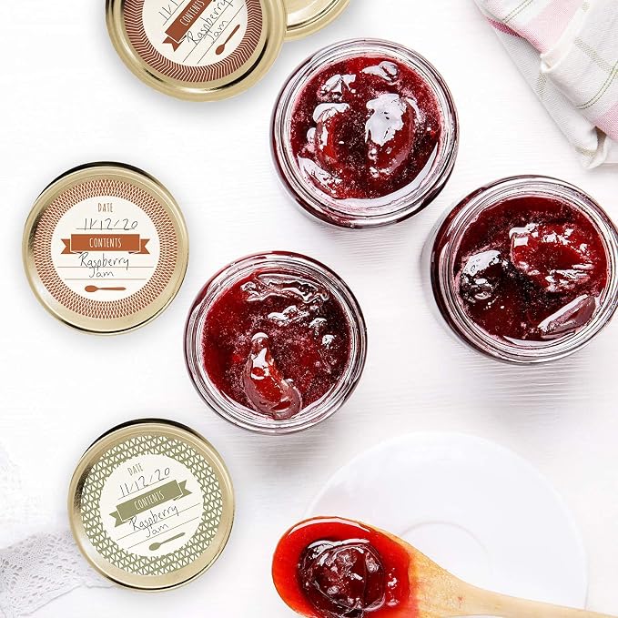 Write On Canning Labels / 250 Jar Lid Labels / 4 Earth Tone Patterned Food Preservation Labeling Designs / 2" Fill in Round Can Top Stickers/Made in The USA