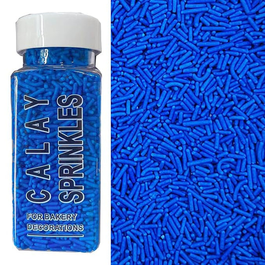 Sentovac Blue Soft Jimmies Sprinkles Edible for Cake Decorating Blue Sprinkles Sugar Candy Cookie Cupcake Topper Ice Cream Baking Decorations Wedding Halloween Christmas Supplies 3.35oz