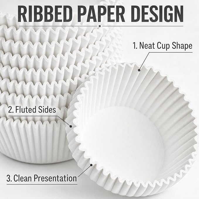Green Direct Cupcake Liners - Standard Size Cupcake Wrappers to use for Pans or carrier or on stand - White Paper Baking Cups Pack of 500