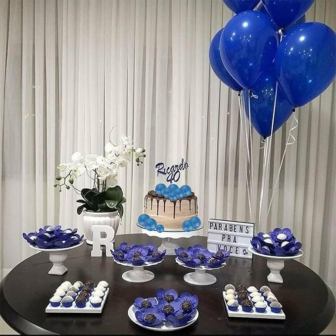 24 PCS Ball Cake Toppers Glitter Balls Cupcake Toppers Foam Ball Shaped Cake Picks DIY Balloons Cake Insert Topper for Wedding Enagement Baby Shower Birthday Party Cake Decorations Supplies Blue