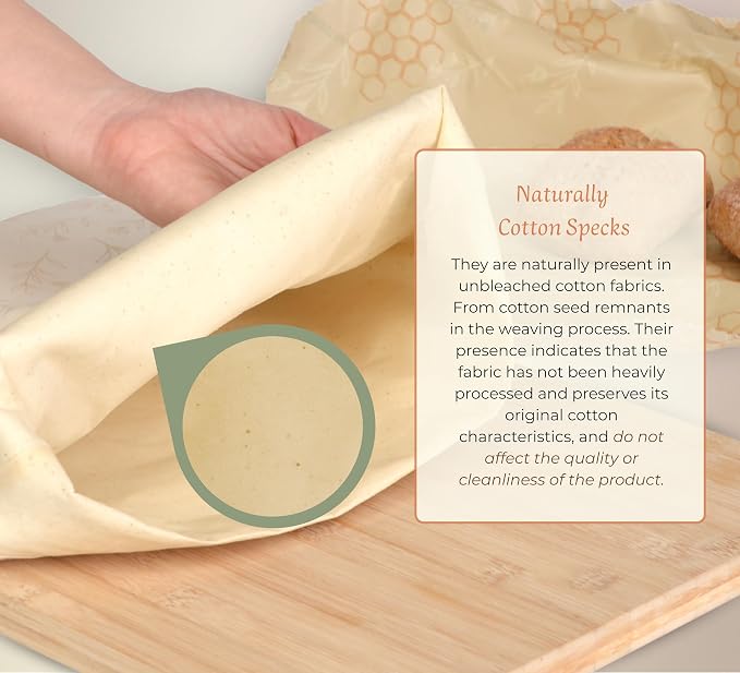 Beeswax Bread Bag for Homemade Bread & Beeswax Wrap Set, 2 XL Sourdough Bread Bags + 2 Beeswax Wraps for Food | Keep Bread Fresh, Breathable, Reusable & Less Waste Storage for Home Bakers (Beige)