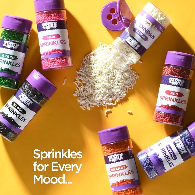 White Sprinkles 3 oz Bottle | Jimmies Sprinkles for Cake Decorating | Dessert Topping for Baking, Cupcakes, Cookies, Ice Cream, Holidays & Wedding Parties