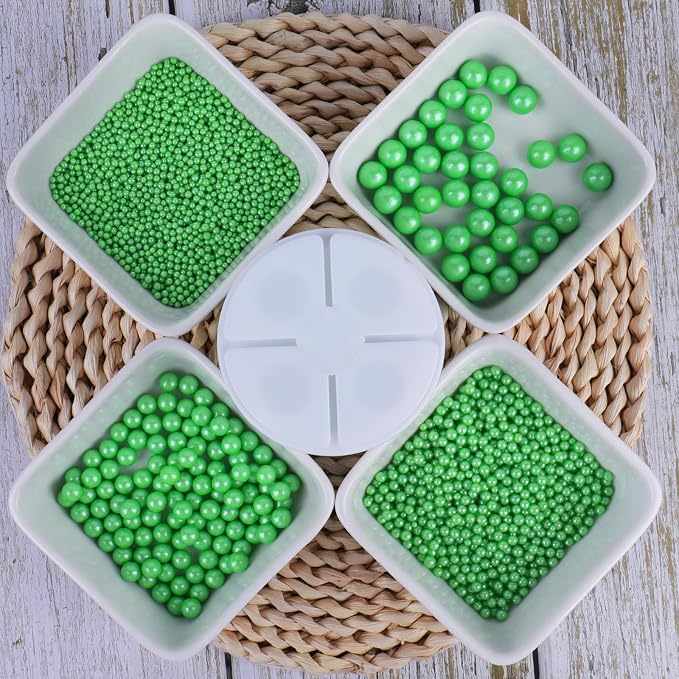 ST Patricks Day Sprinkles for Cake Decorating, 7.8oz Deep Green Pearl Sprinkles 4 Sizes Mix for Cake Cupcake Cookie Baking Donuts Ice Cream Toppings