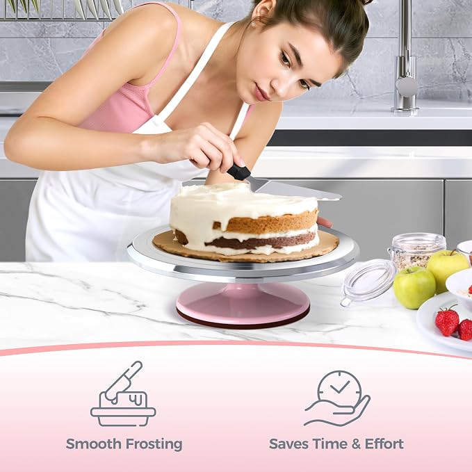 Ohuhu Cake Stand, Aluminium 12''Cake Turntable Decorating Bakery Supplies - BPA-Free Frosting Spinner Rotating Revolving Lazy Susan Perfect Gifts