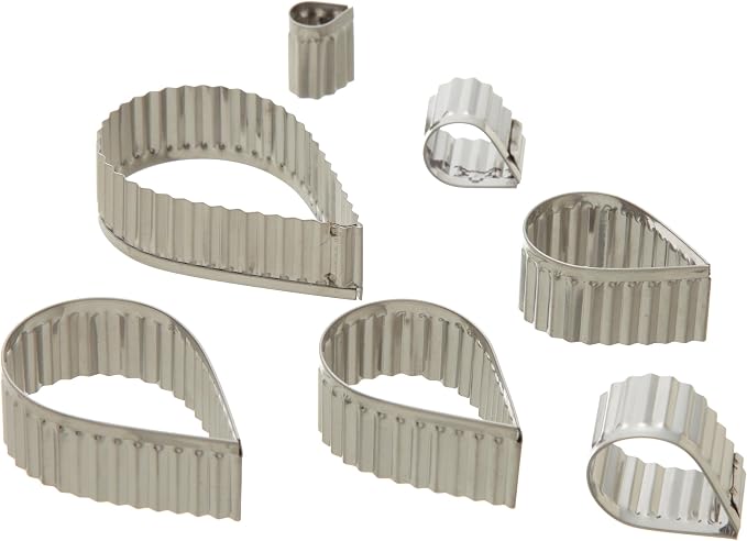 Ateco Fluted Edge Tear Drop Cutters in Graduated Sizes, Stainless Steel, 7 Pc Set