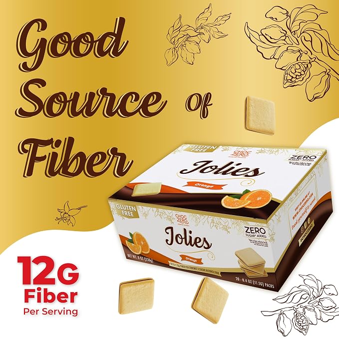 ChocZero Dark Chocolate Orange Jolies Cookies, Sugar Free Chocolate Filled Cookies, Gluten Free, Keto, Low Carb, High Fiber, 8 oz Box