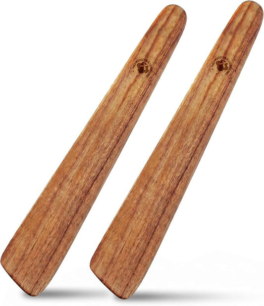 2 Pack Teak Wooden Flat Spatulas – Dough Whisk & Sourdough Scraper, Heat-Resistant Utensils for Flipping, Stirring, and Turning on Cast Iron & Non-Stick Pans