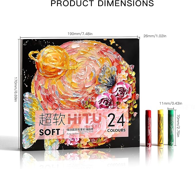 rubens Oil Pastels Set 24 Colors, Professional Soft Creamy Texture, Easy Blending & Layering, Vibrant Art Supplies Gift for Artists, Beginners & Adults