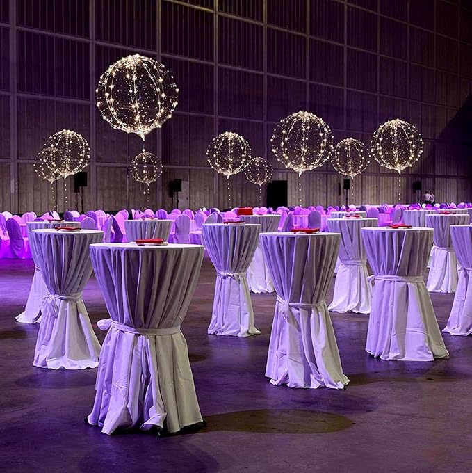Party Led Balloons, 18 Packs Light Up Balloon Battery Included 3 Meters String Lights Inflated Size 22 Inches Clear Balloon, for Birthday Party Wedding Decorations (Warm White)