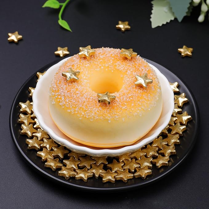 Gold Star Sprinkles, Edible Candy Stars for Cake Decorating, Cupcakes, Cookies & Desserts, 4.6oz Shiny Metallic Gold Sprinkles for Christmas, Graduation, Birthday, Holiday Baking