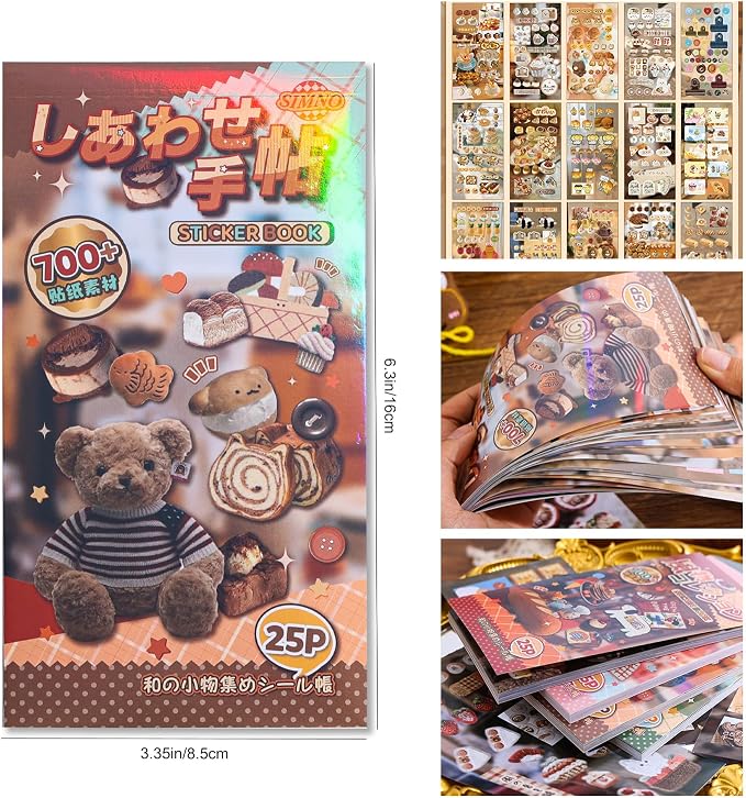 Girl's Japanese Retro Sticker Book, 700+ Kawaii Old Showa Style Embroidered Stickers, Funny Bread Theme for DIY Scrapbooking Journaling Handbook Decoration