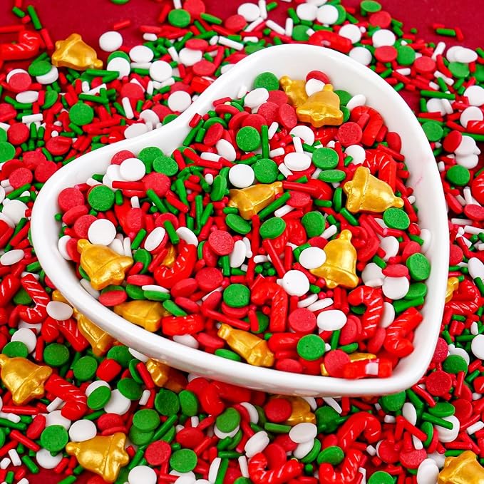 Christmas Sprinkles, Edible Confetti Round, Gold Sprinkles for Cupcake Decorating, Edible Christmas Cake Decorations, Cupcake Toppers, 130g/4.58oz