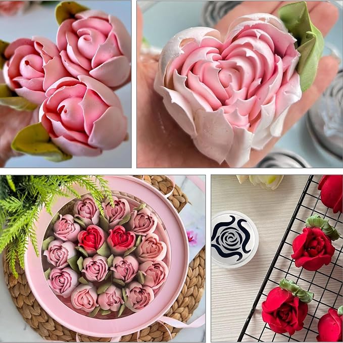 6Pack Extra Large Flower Russian Piping Tips Set, Stainless Steel Rose Tulip Icing Tips For Cake Decorating, Floral Piping Tips Flower Bouquet For Cookies Desserts Baking Tool(XXL,6B)