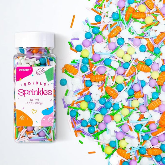 Purple Easter Sprinkles for Cake Decorations, 3.52oz Carrot Sprinkles Edible for Cupcakes Topper for Cupcakes Topper Baking Cookies Easter Spring Party Supplies