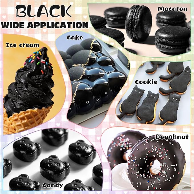 Black Natural Food Coloring - 50ml Plant Based Food Dye, No FD&C & Artificial Dyes, Gluten-Free, Food-Grade, Vibrant Liquid Colors for Icing, Baking, Cake Decorating, Frosting, Fondant, Slime - 1.69 Fl.Oz Bottles