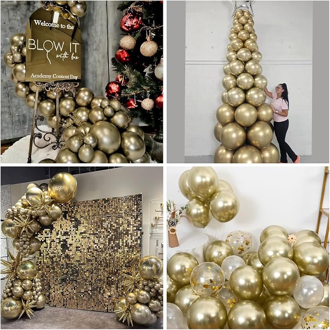 Jobkoo Metallic Gold Balloons, 50Pcs 10Inch Light Gold Chrome Balloons Champagne Gold Party Balloons Golden Helium Latex Balloon for Birthday Valentines Day Anniversary Boho Wedding Party Decorations