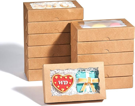 RomanticBaking 50 Pack Auto-Popup Cookies Boxes 7" x 4 3/8" x 1 1/2"Pastry Boxes Macaron Boxes Hot Chocolate Bombs Boxes Donut Boxes Brownies,Cakesicle Boxes
