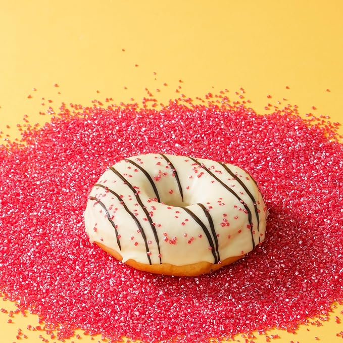 Sujoygar Red Sanding Sugar Sprinkles, 5oz Edible Ruby Red Cake Sprinkles for Chocolate Ice Cream Toppings Cupcake Decoration Wedding Party Cookies Baking Dessert Food Supplies, Sugar Crystals for Cocktails